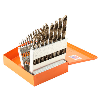 KnKut 21 Piece HD Hex Shank M35 Cobalt Jobber Length Drill Bit Set 1/16"-3/8" by 64ths