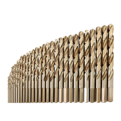 KnKut 29 Piece HD Hex Shank M35 Cobalt Jobber Length Drill Bit Set 1/16"-1/2" by 64ths